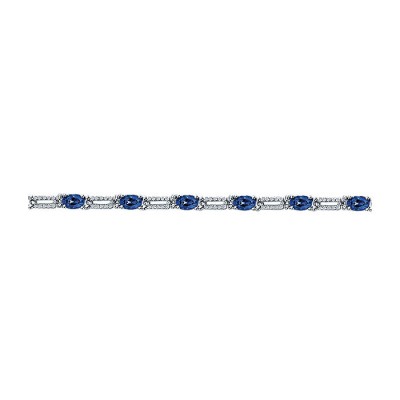 14k White Gold Diamond And Sapphire Tennis Bracelet
