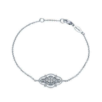 14k White Gold Diamond Chain Bracelet
