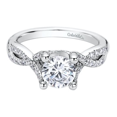 Engagement Ring 14k White Gold Diamond Split Shank
