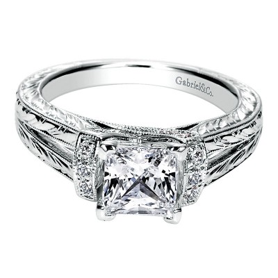 Engagement Ring 14k White Gold Diamond Straight