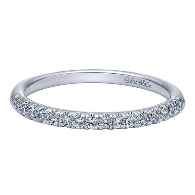 Wedding Band 14k White Gold Diamond Straight
