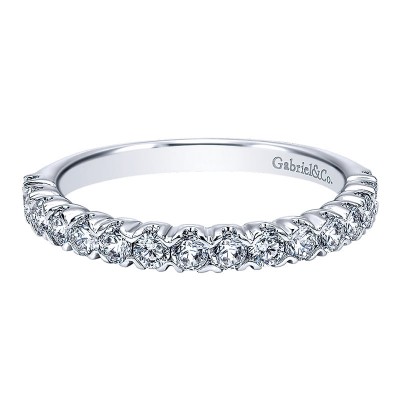 Wedding Band 14k White Gold Diamond Straight
