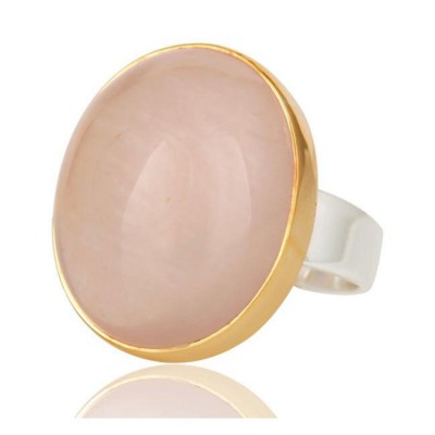Rose Quartz Ring In Mixed Metal