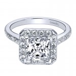 Engagement Ring 14k White Gold Diamond Halo
