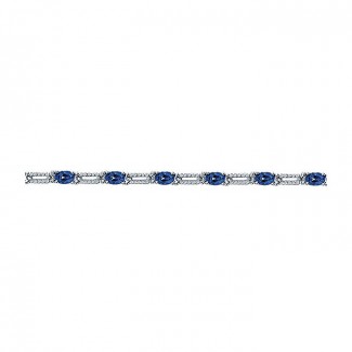 14k White Gold Diamond And Sapphire Tennis Bracelet