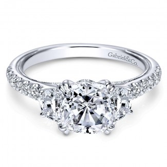 14K White Gold Diamond 3 Stones 14K White Gold Engagement Ring ER9186W44Jj