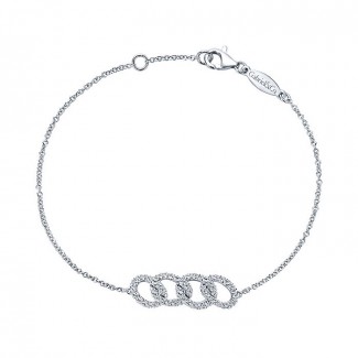 14k White Gold Diamond Chain Bracelet