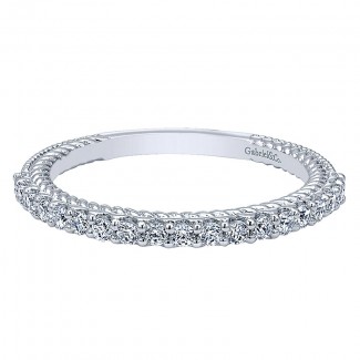 Wedding Band 14k White Gold Diamond Straight