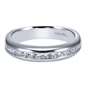 Wedding Band 14k White Gold Diamond Straight
