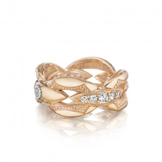 Pav&eacute; Bold Crescent Links Ring in Silver sr186p