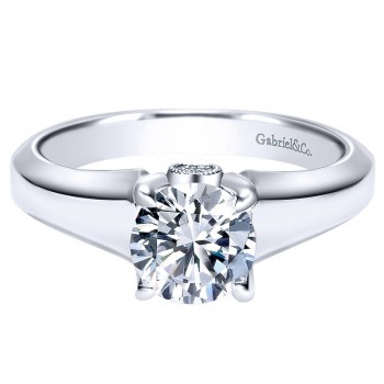 Engagement Ring 14k White Gold Diamond Solitaire
