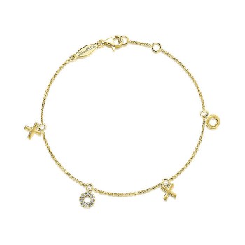 14k Yellow Gold Diamond Chain Bracelet