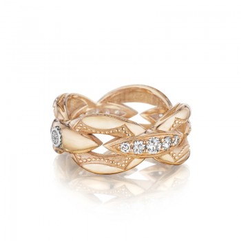 Pav&eacute; Bold Crescent Links Ring in Silver sr186p