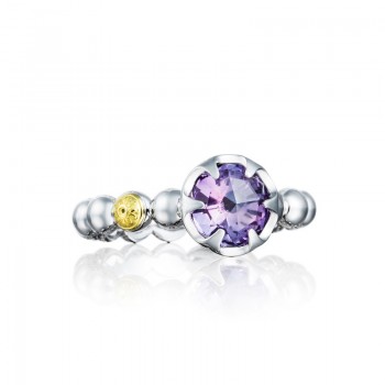 Beaded Bezel Ring featuring Amethyst